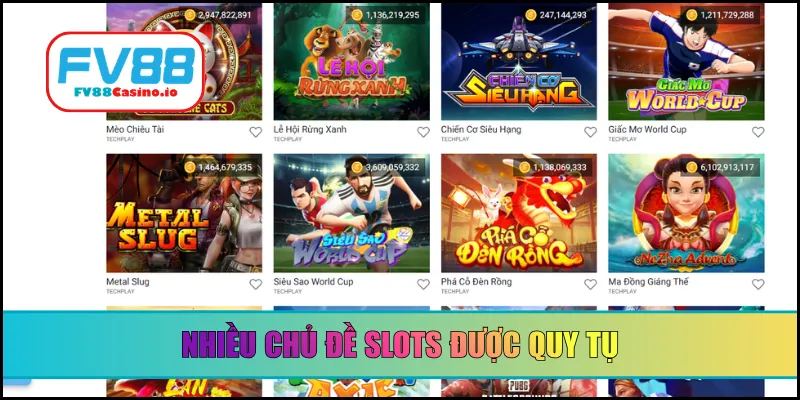 Nhiều chủ đề slots được quy tụ