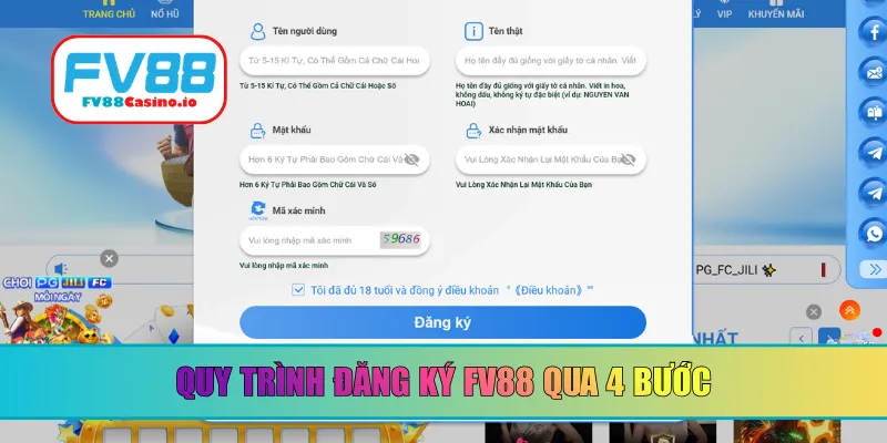 Quy trình đăng ký FV88 qua 4 bước